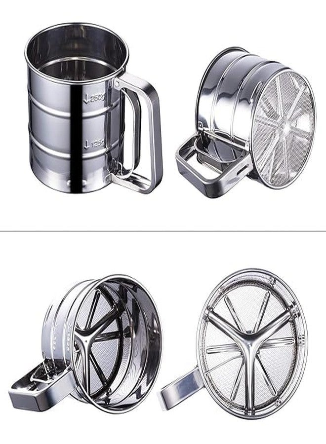 Nytra creation Stainless Steel Flour Sifter, 3-Cup Capacity, Double Mesh Sieve, Ergonomic Handle, 15 x 10 x 15 Cm, Silver - Image 5